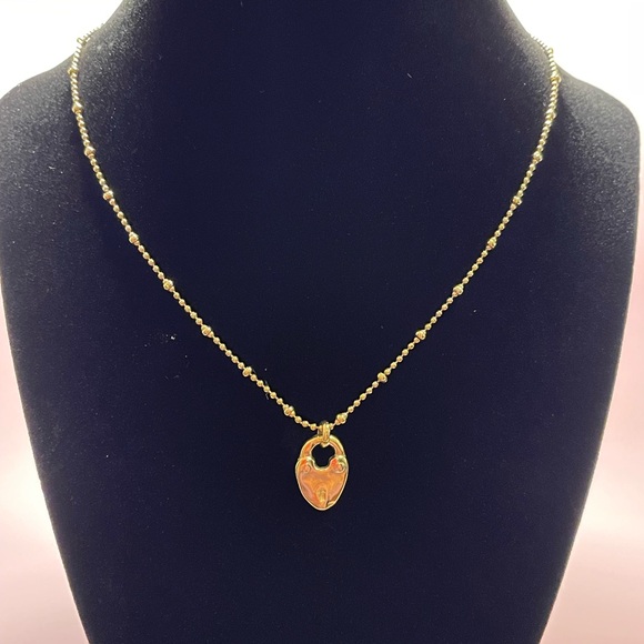 UNODE50 GOLD PLATED HEART CHARM NECKLACE ADJUSTABLE 16 inch to 20 inch - Picture 2 of 3